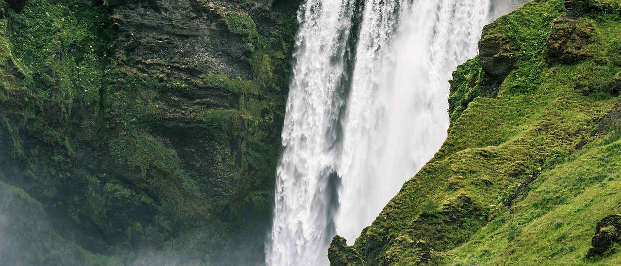 Image - waterfalls nature green grass moss