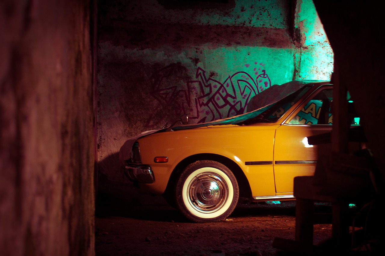 Image - car yellow vehicle park wall