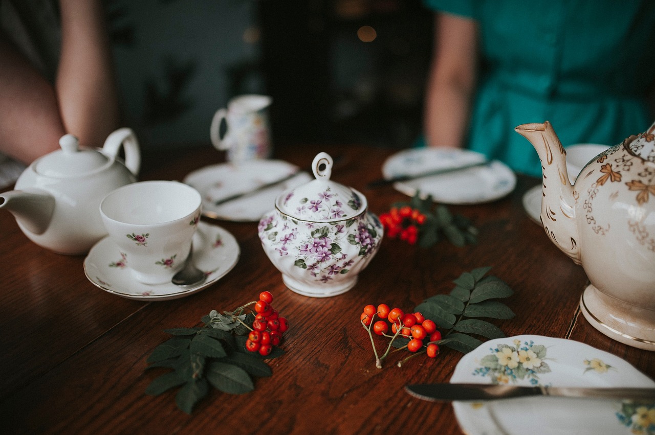 Image - teapot cup saucer spoon tea table