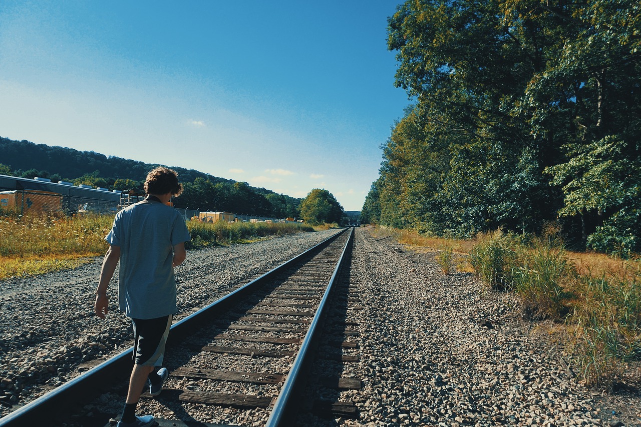 Image - trail rail station train man