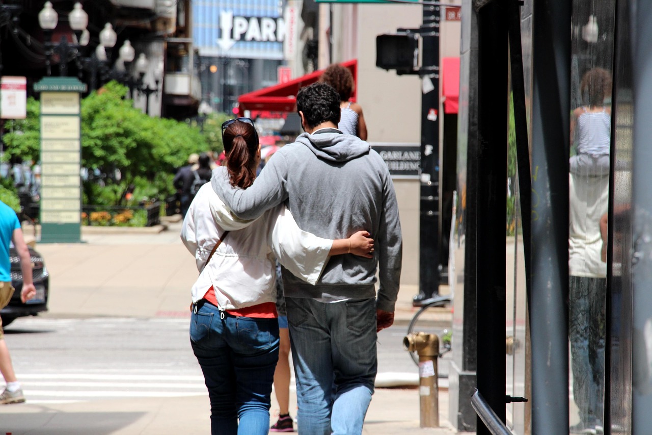 Image - couple people girl man walking