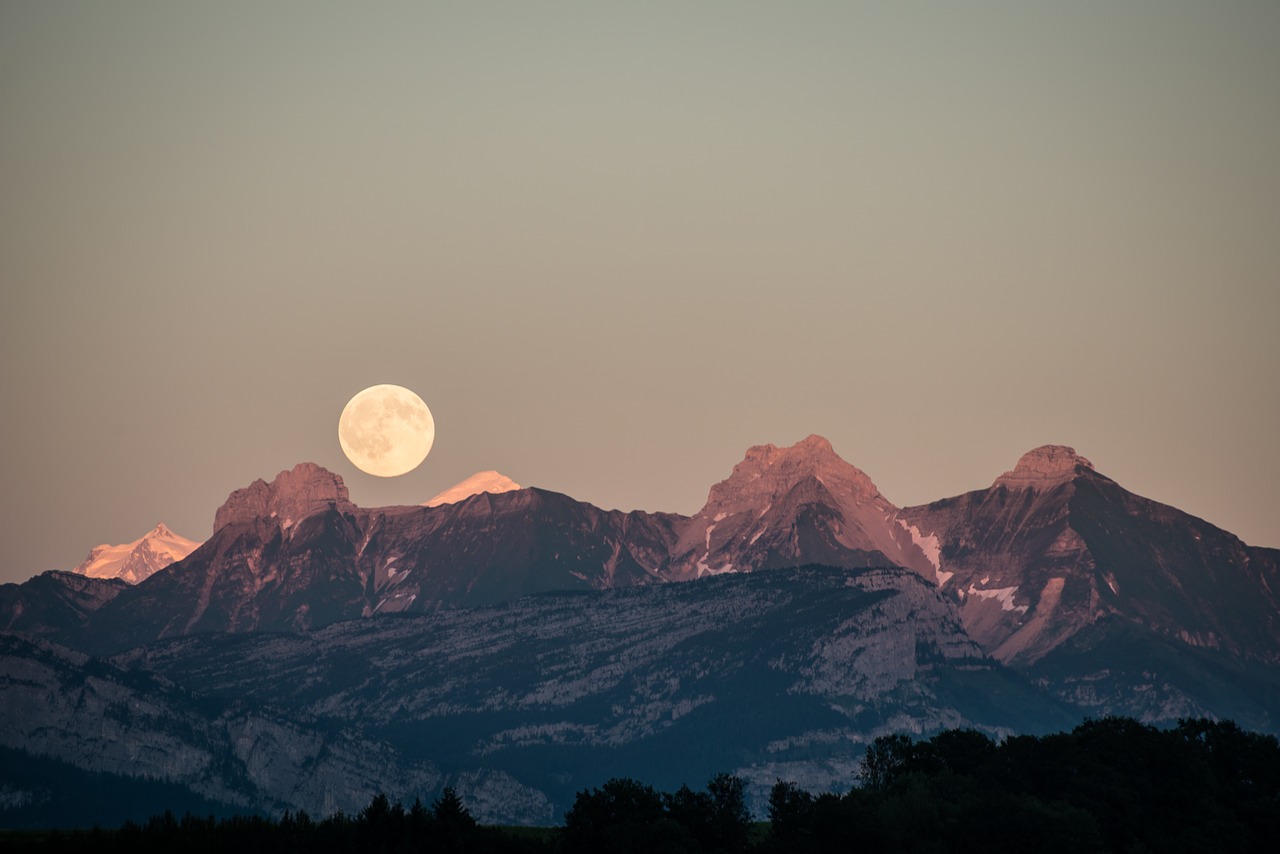 Image - moon mountain sky nature light