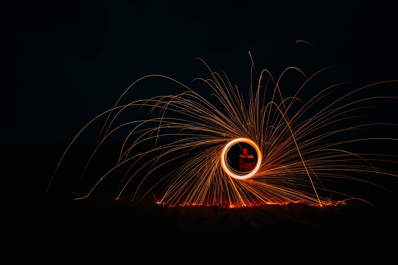 Image - long exposure fire dance man