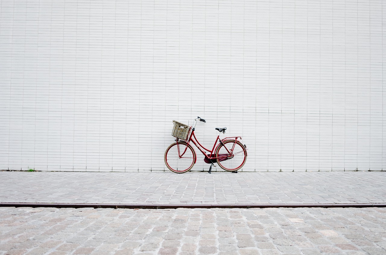 Image - red bicycle bike wall bricks