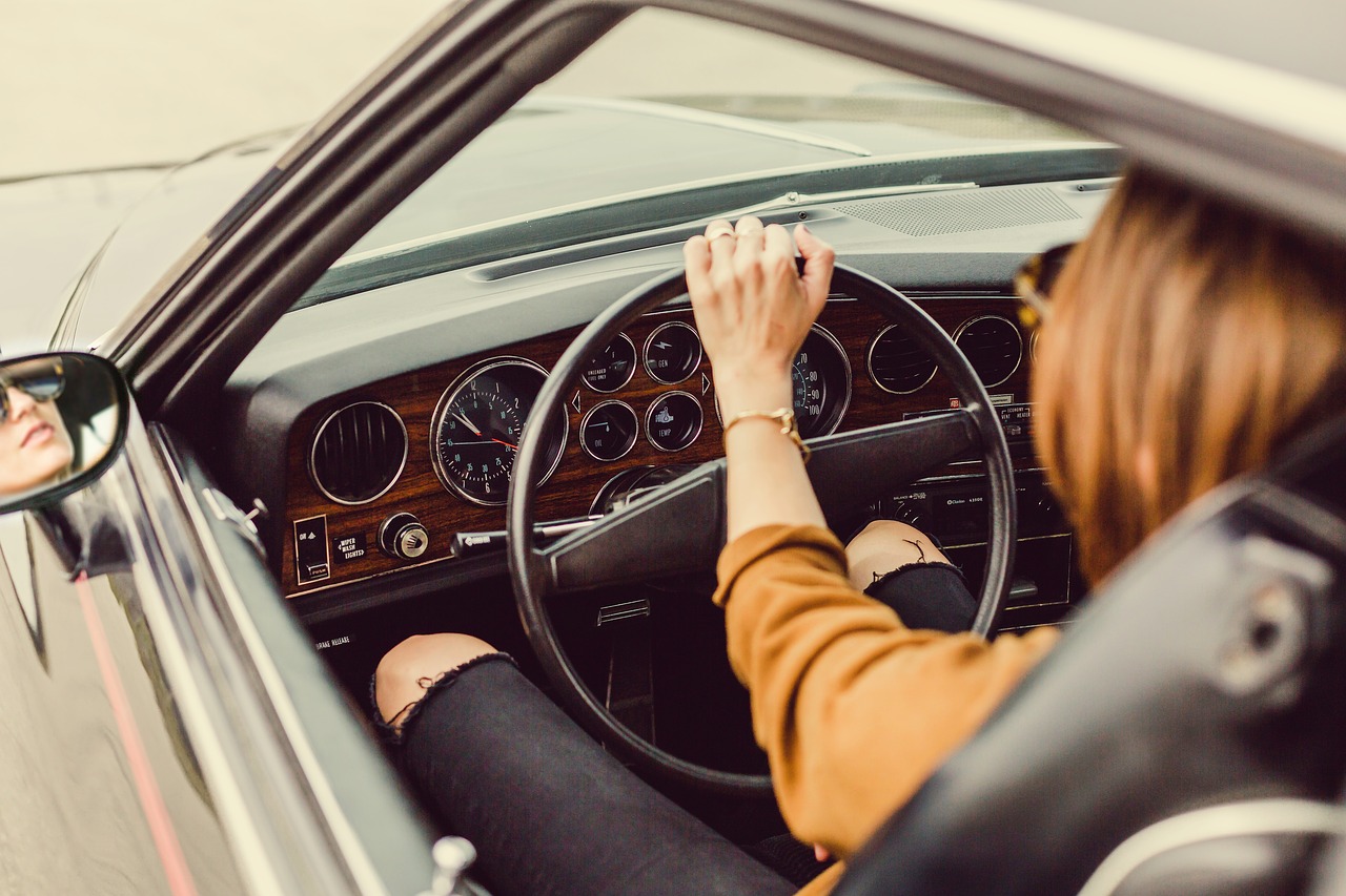 Image - car girl driving transportation