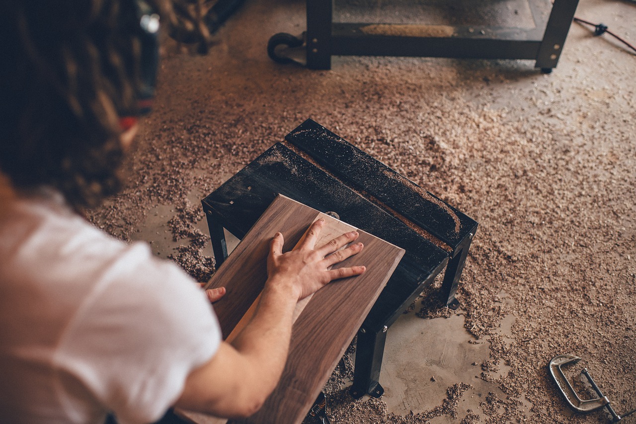 Image - wood sawdust shop tools