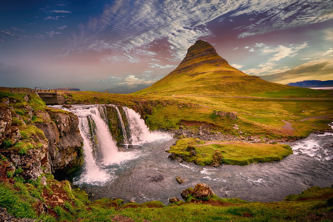 Image - nature mountains cliff waterfall