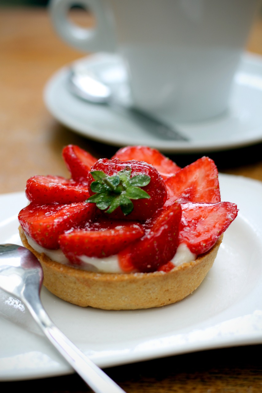 Image - strawberry tart coffee strawberry