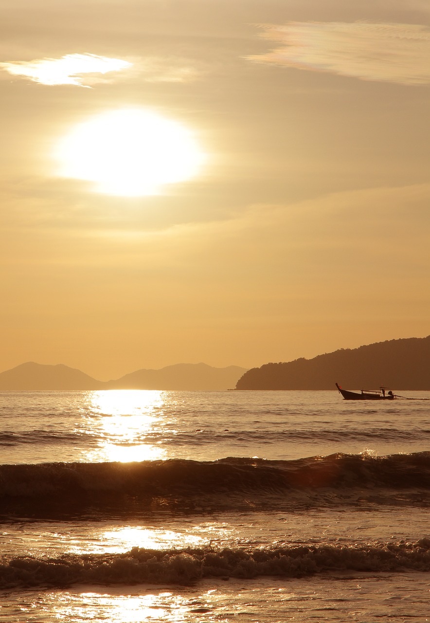 Image - thai sunset boat sea thailand sky