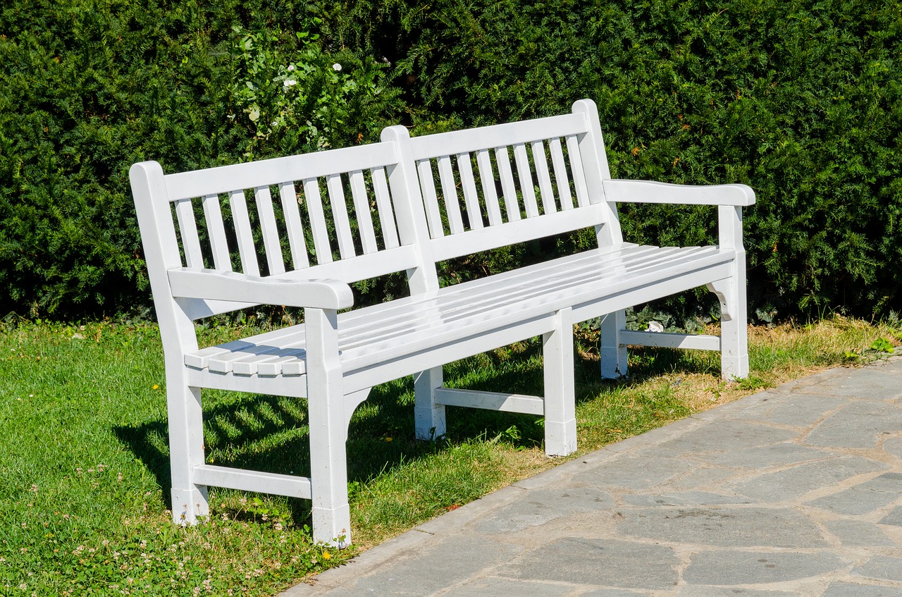 Image - bench park garden white background