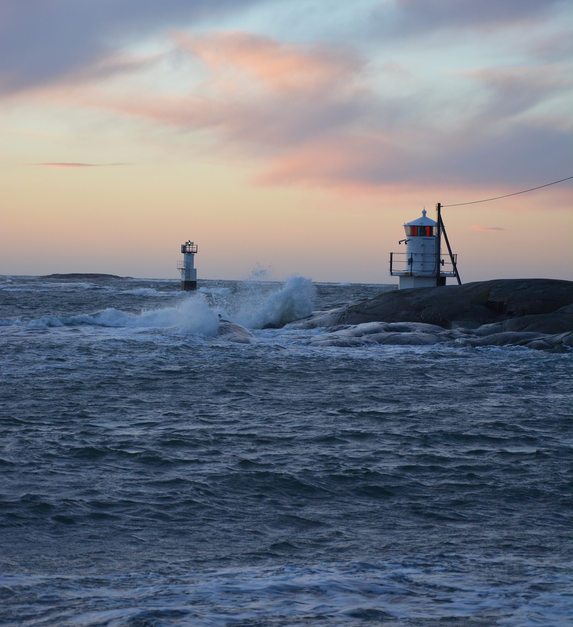 Image - sea lighthouse storm waves water