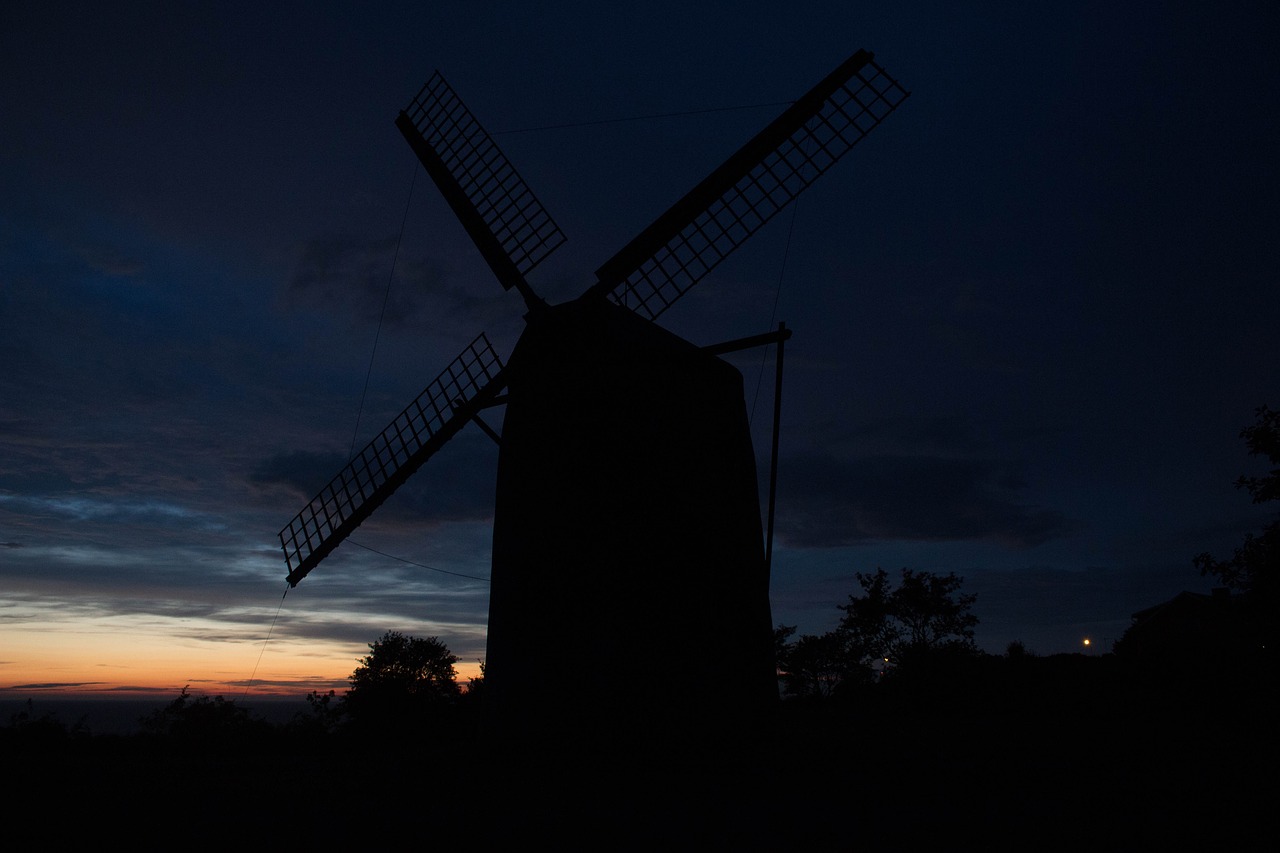 Image - windmill sunset gotland landscape