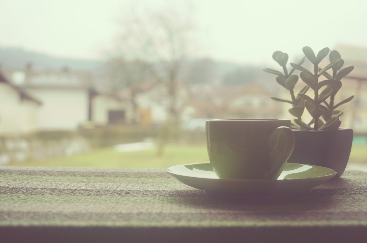 Image - coffee cup tea window home office