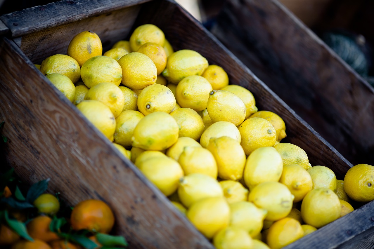 Image - lemons fruits basket market food
