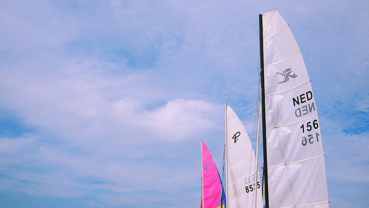 Image - blue sky clouds sailboats sunshine