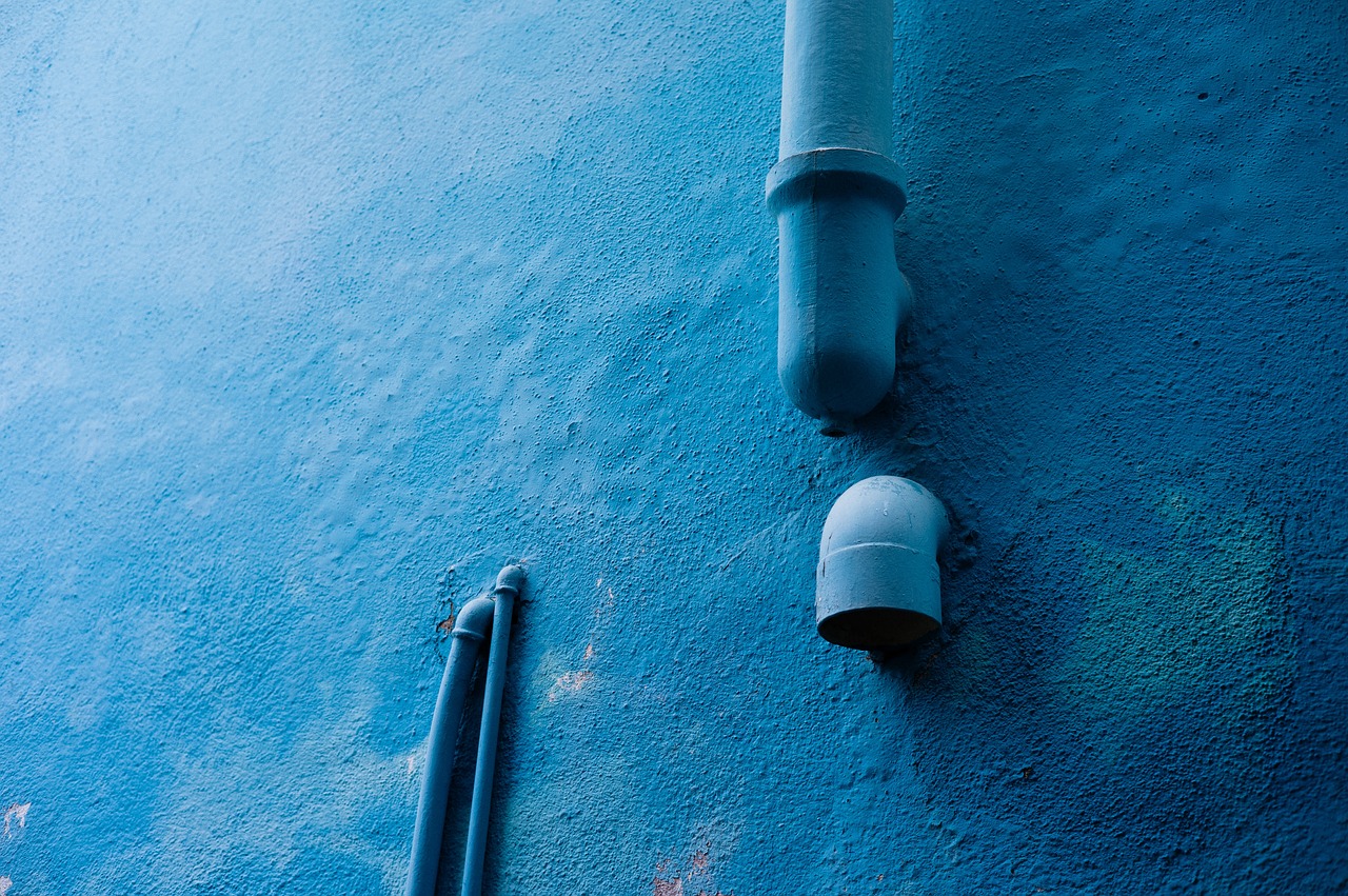 Image - blue concrete wall pipes