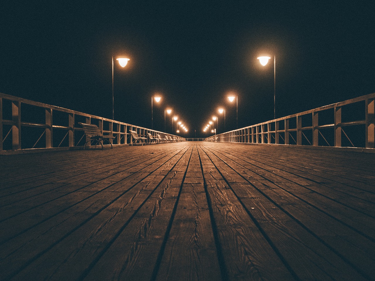 Image - wood boardwalk pier dock night