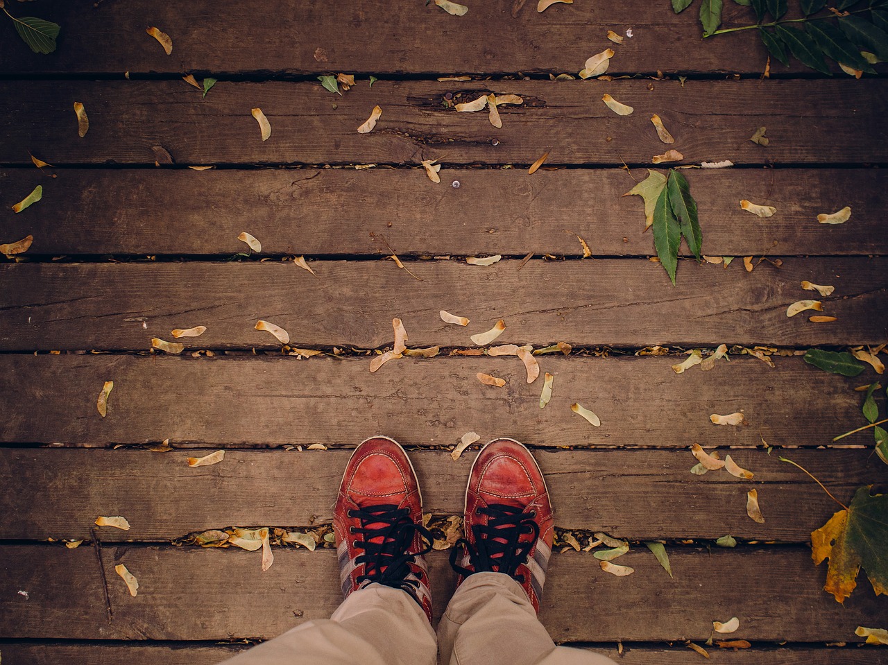 Image - shoes laces wood planks deck