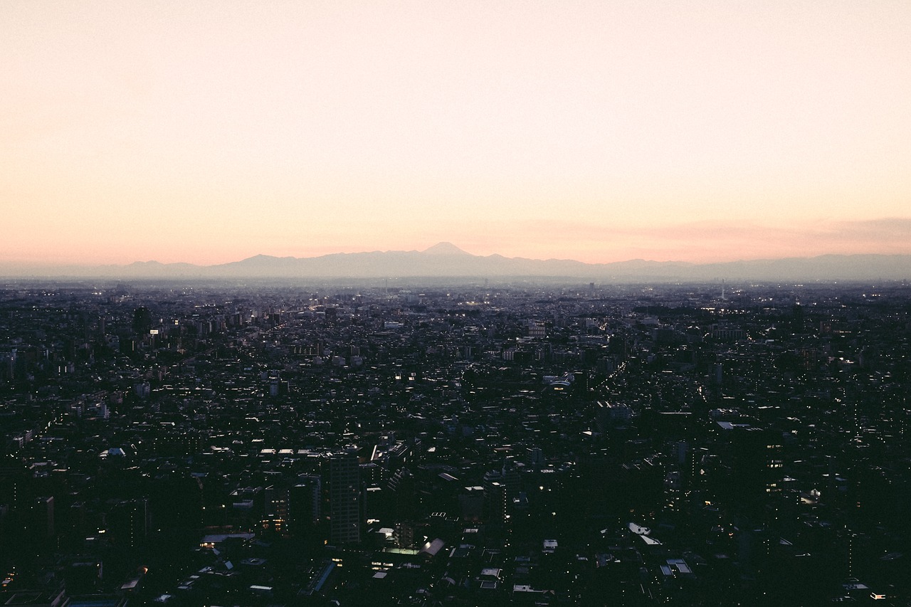 Image - city urban aerial view mountains