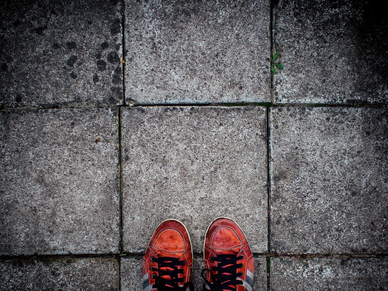 Image - pavement ground red shoes