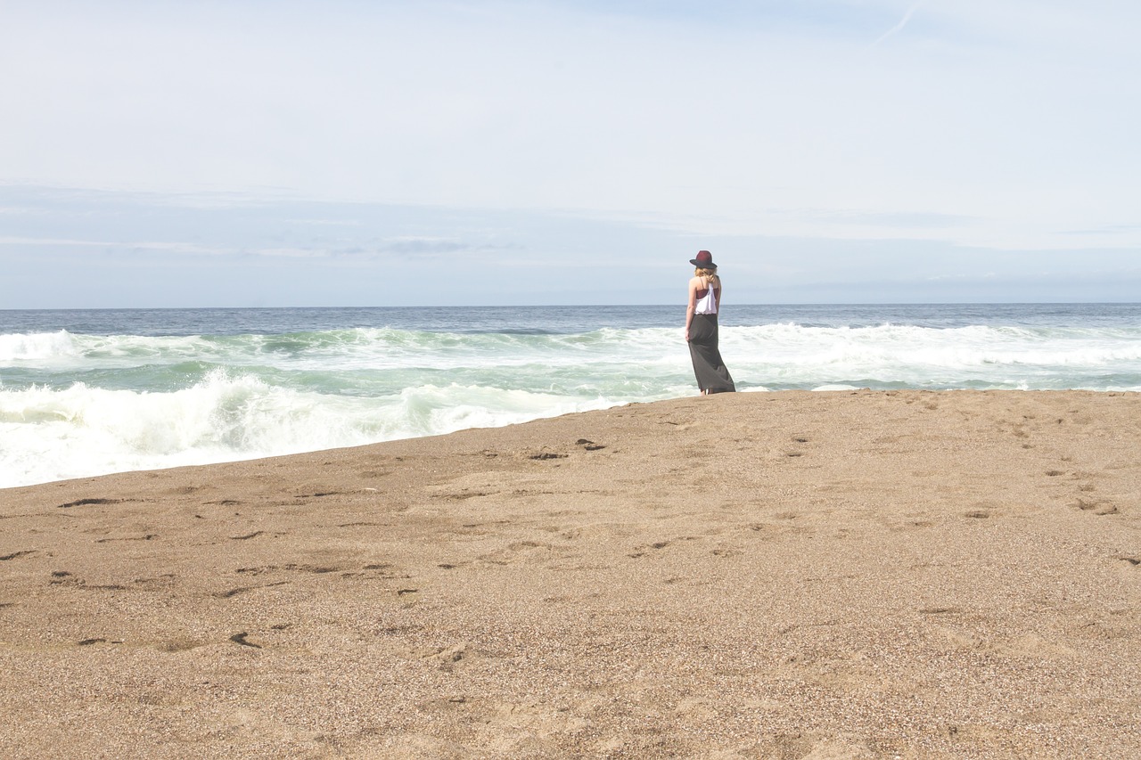 Image - girl woman beach sand ocean sea