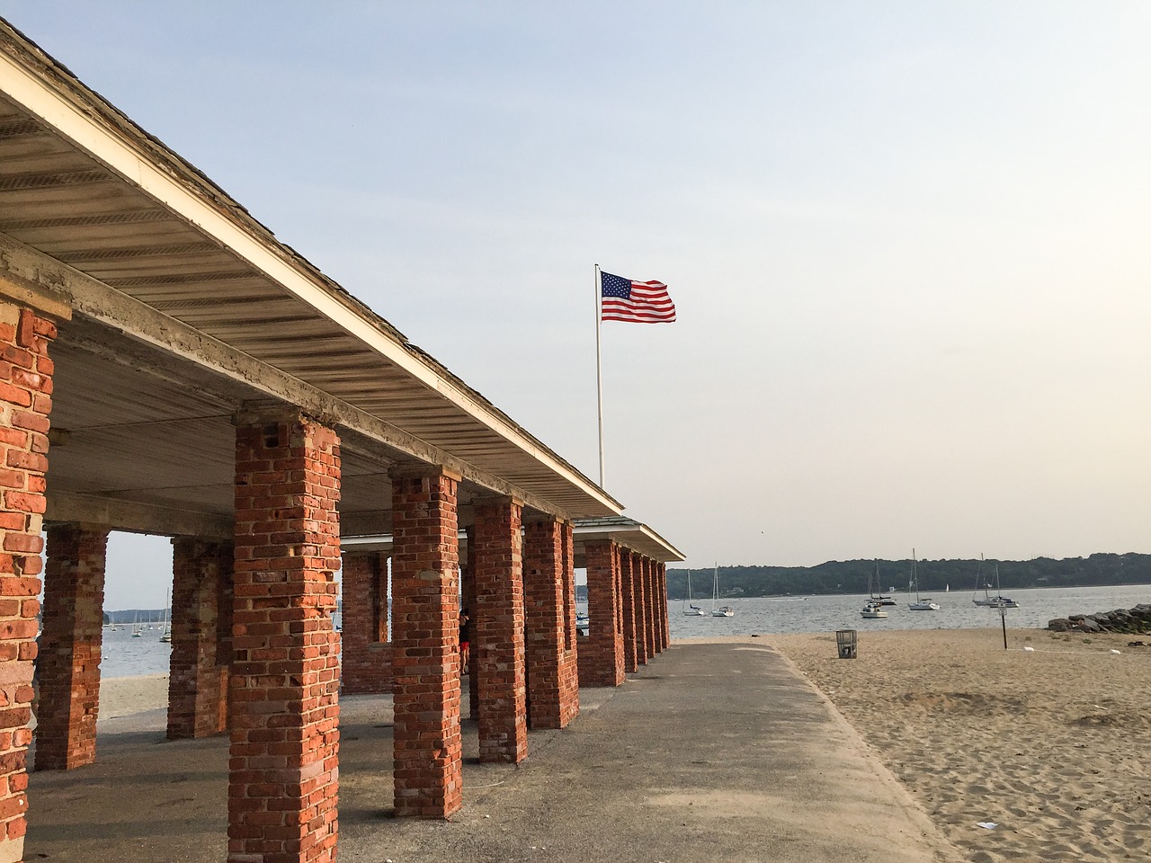 Image - beach sand american flag usa