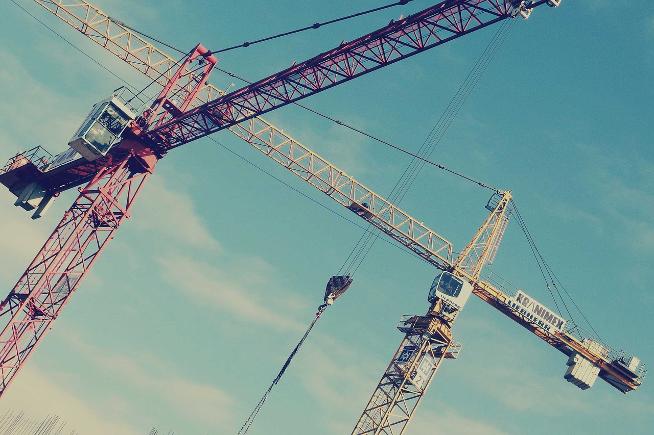 Image - cranes construction industrial blue