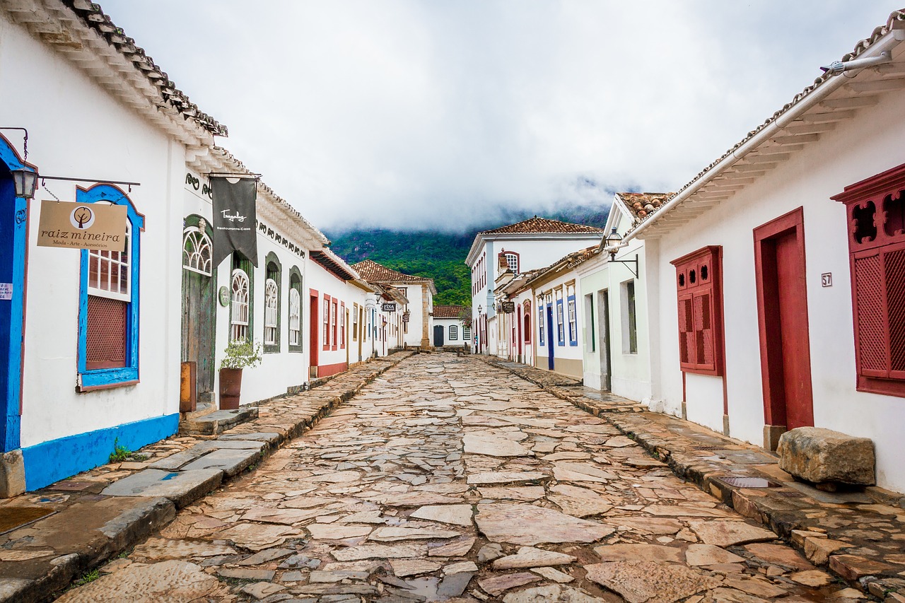 Image - street cobblestone stores buildings