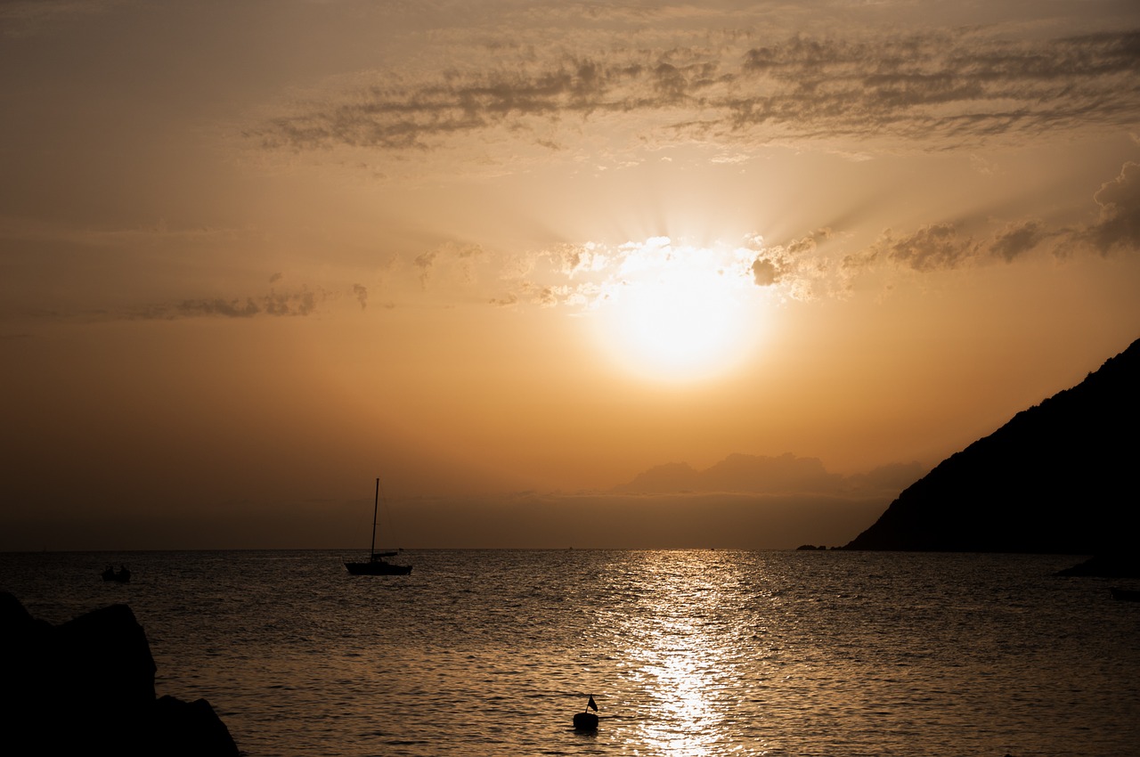 Image - sunset framura liguria sea