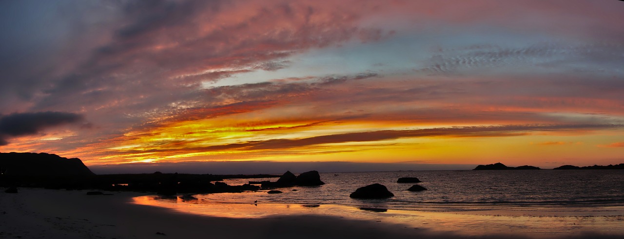 Image - lofoten sunset norwegian sea beach