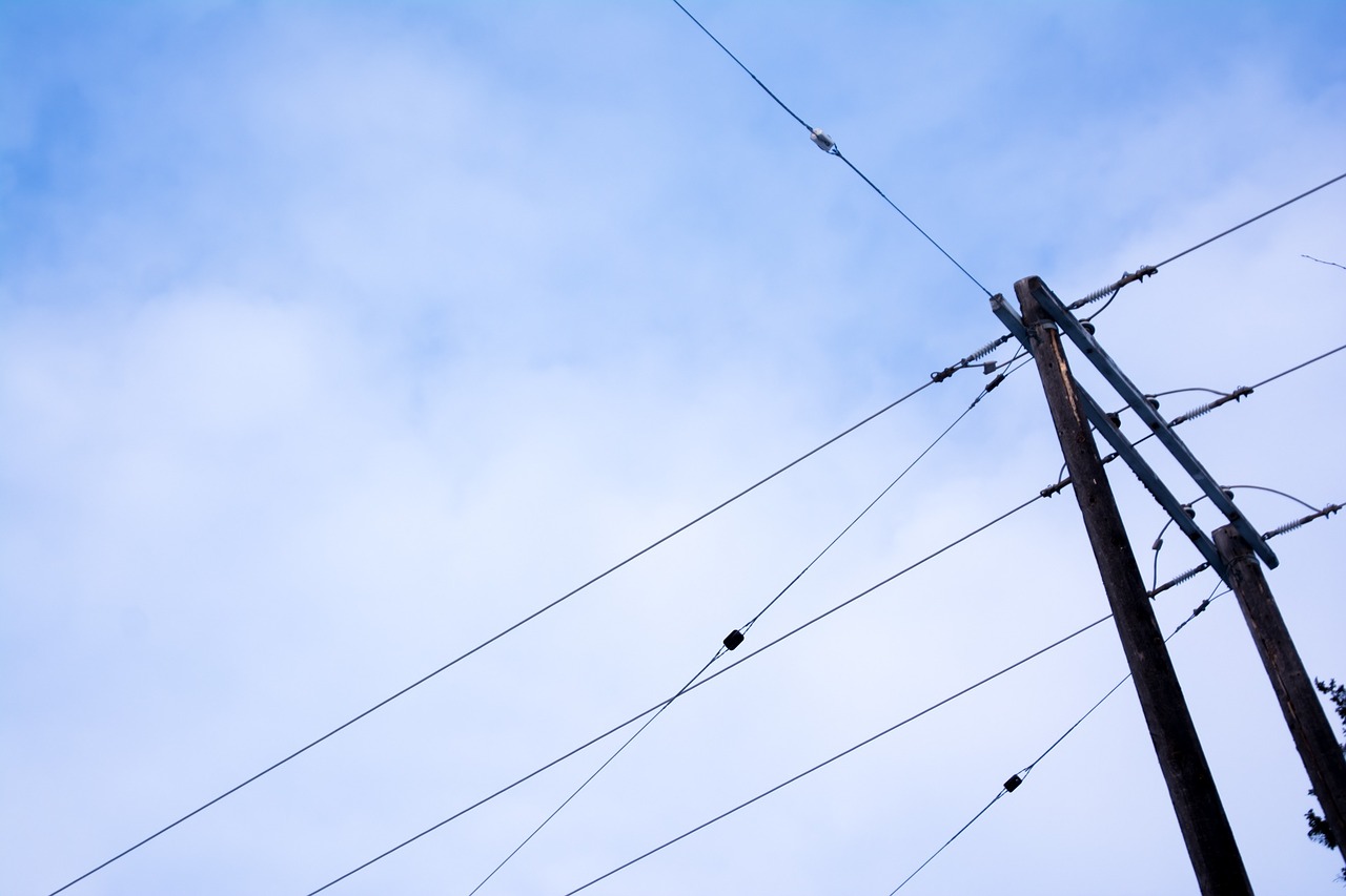 Image - power lines electrical hydro blue