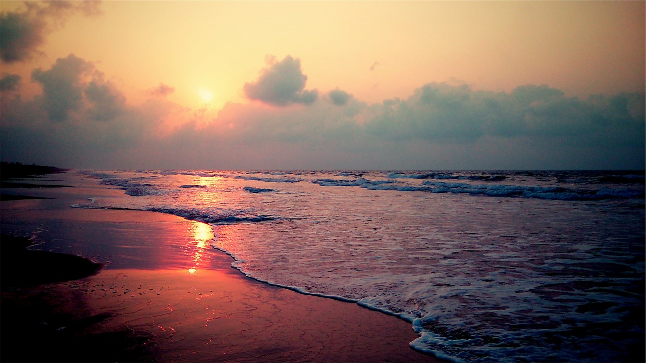 Image - sunrise beach dawn waves sand