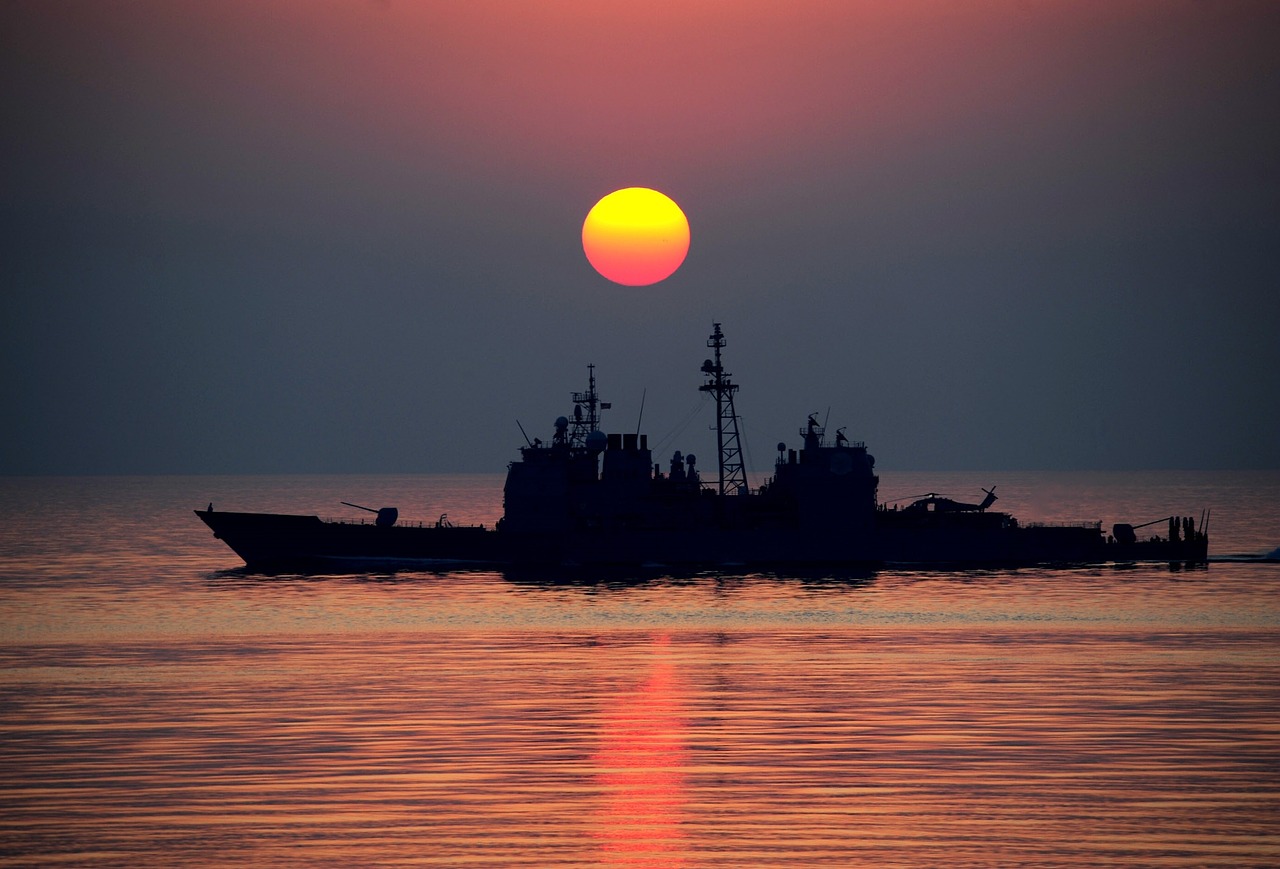 Image - sunset ship water sea ocean