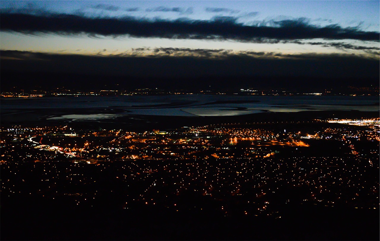 Image - night sky clouds city lights dark