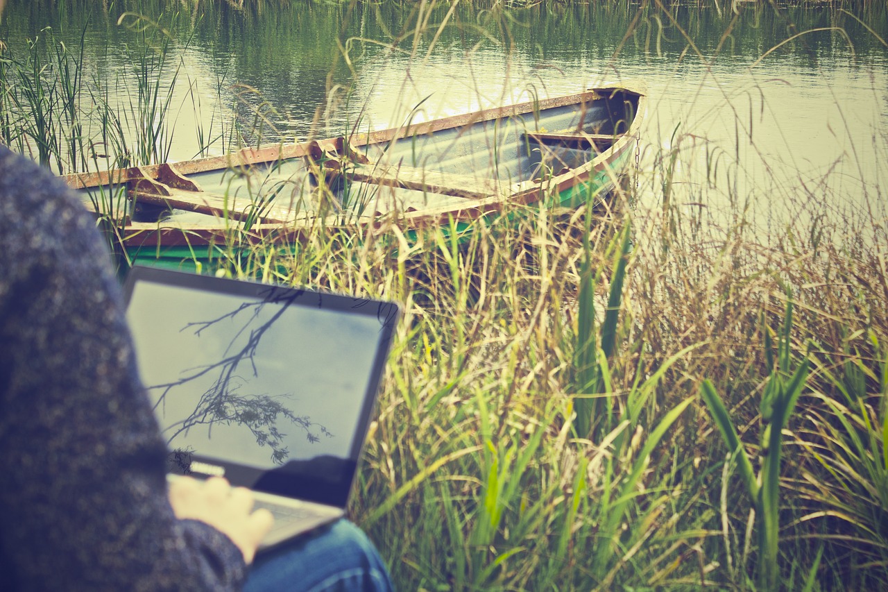 Image - working outdoors laptop typing