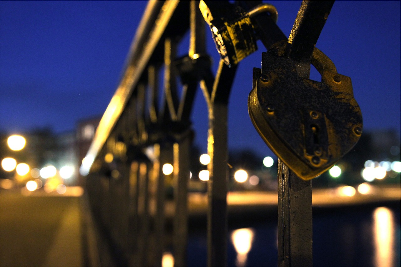 Image - lock railing night evening