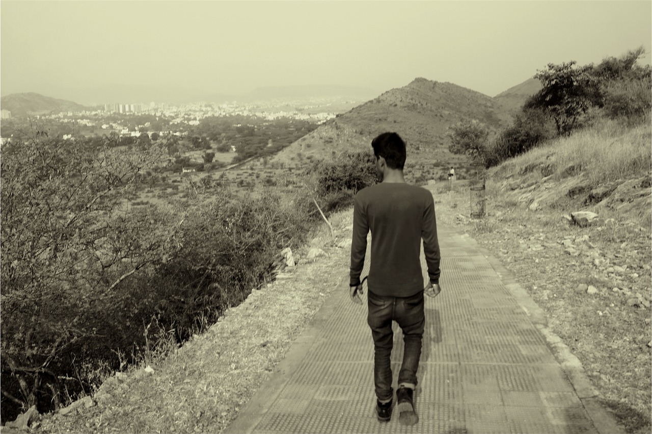 Image - guy man walking path jeans denim