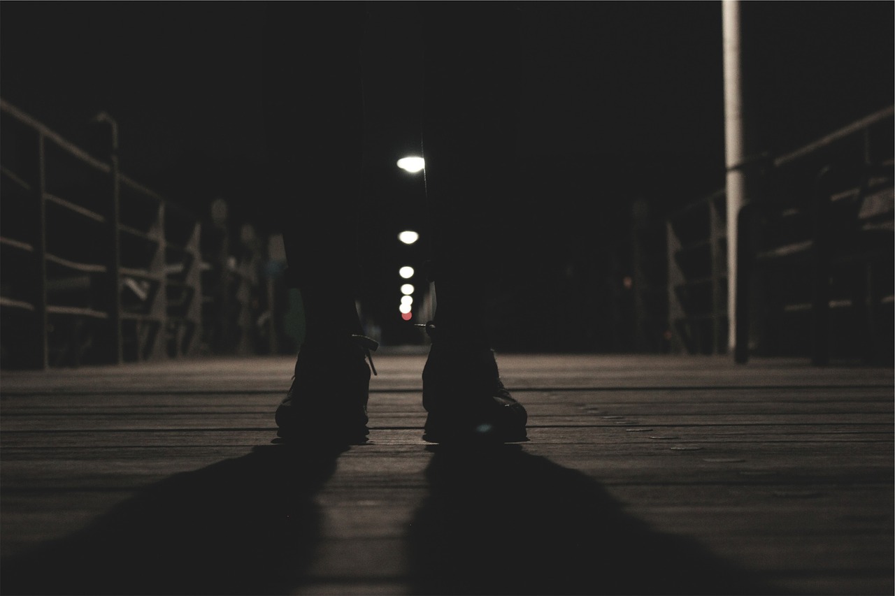 Image - shoes dark shadows wood boardwalk