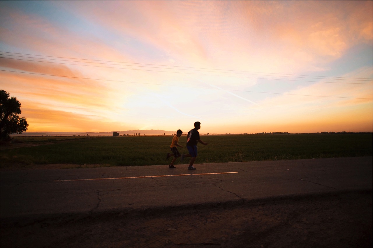 Image - sunset dusk sky young kids