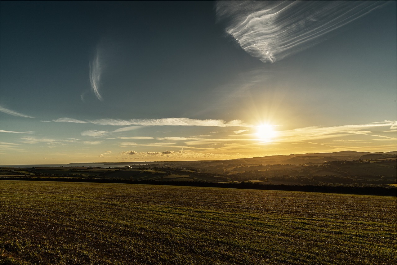 Image - sunset landscape fields valleys