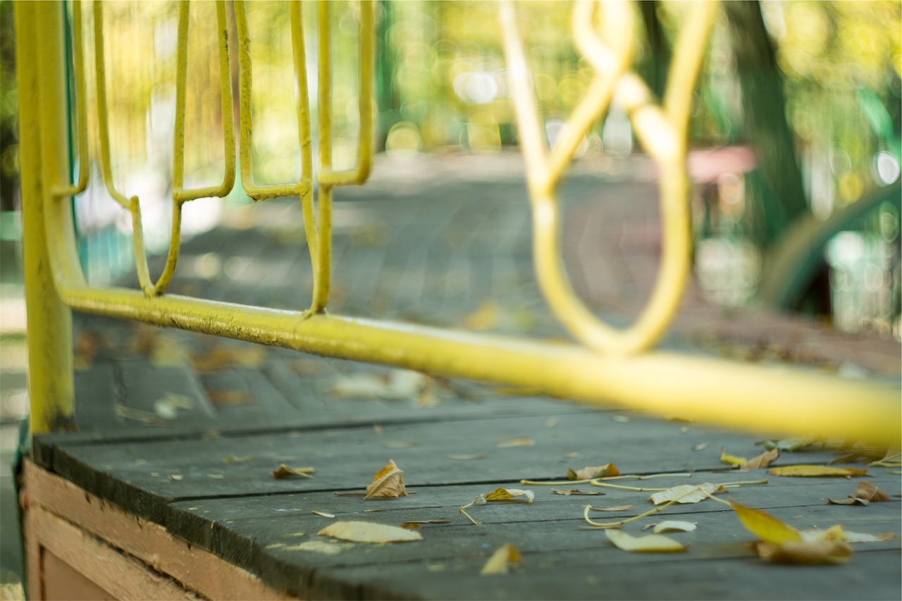 Image - yellow railing wood