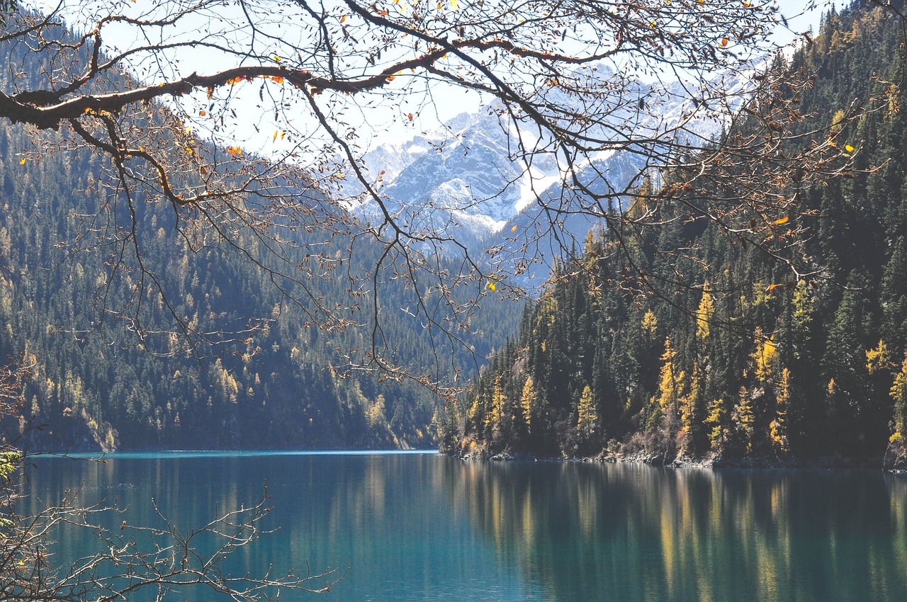 Image - lake water mountains hills trees