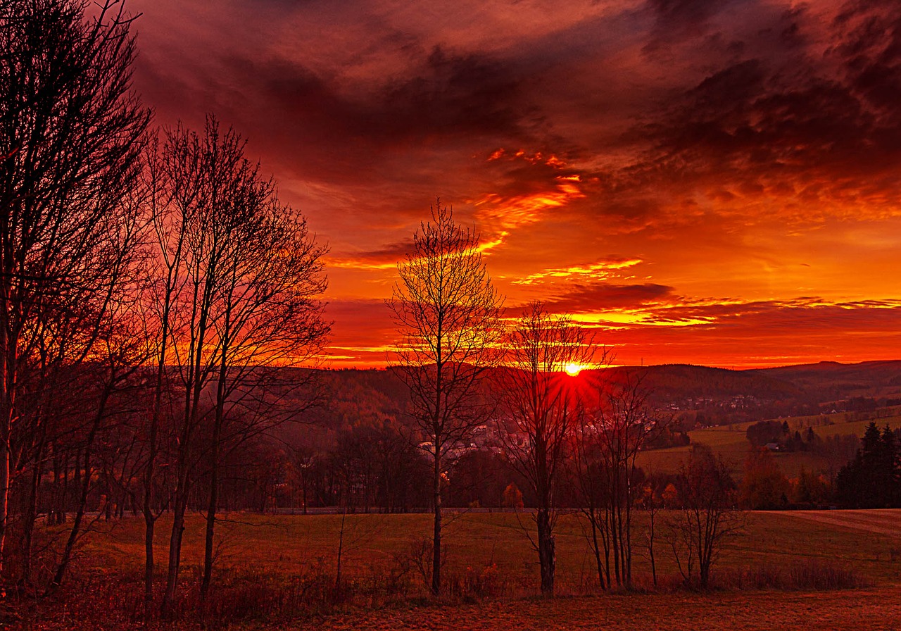 Image - sunrise ore mountains landscape
