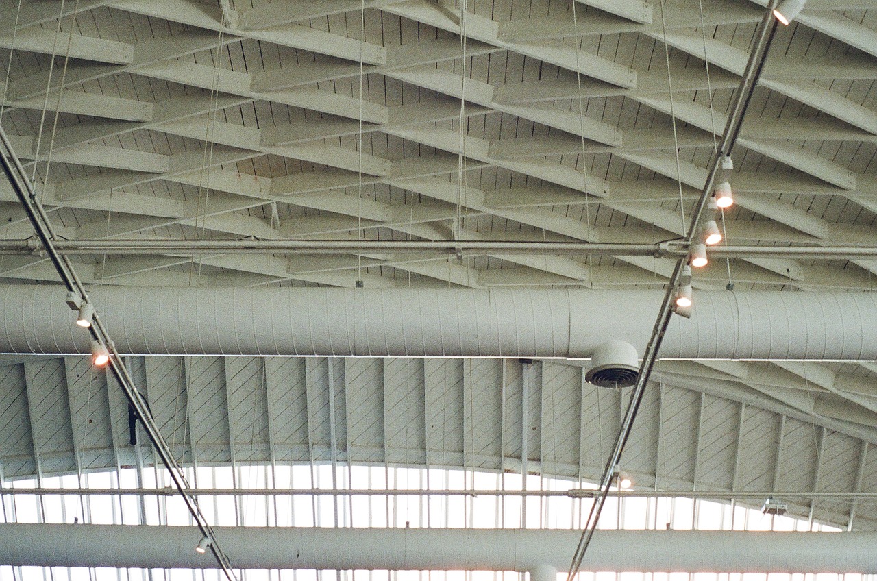 Image - ceiling beams pipes lights