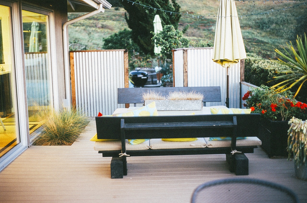 Image - patio backyard umbrella bench