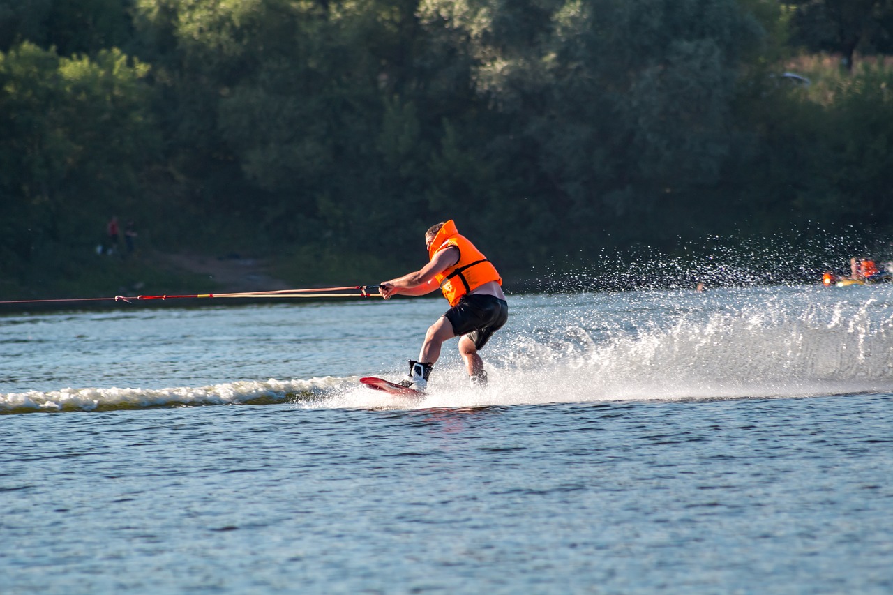 Image - wakeboarding skiing lake pond