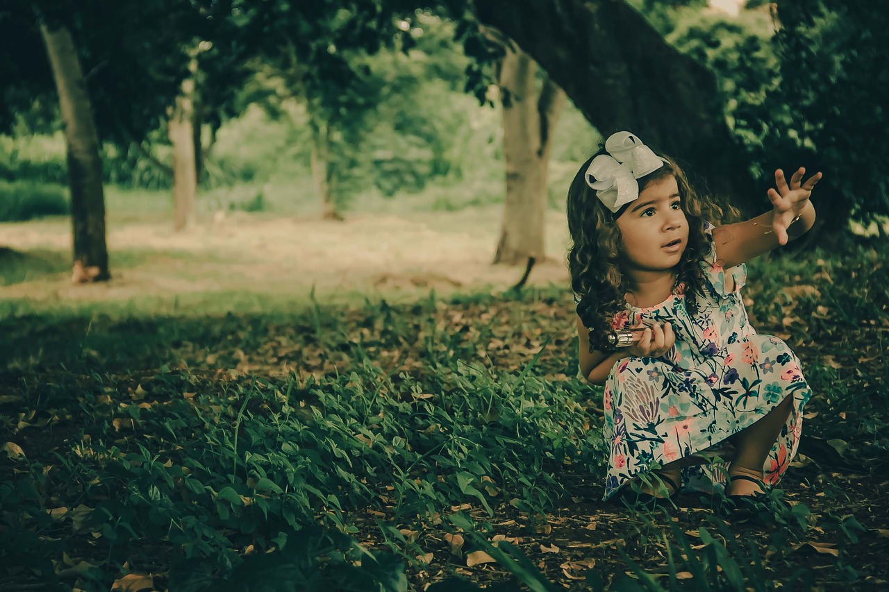 Image - girl forest dress child alone