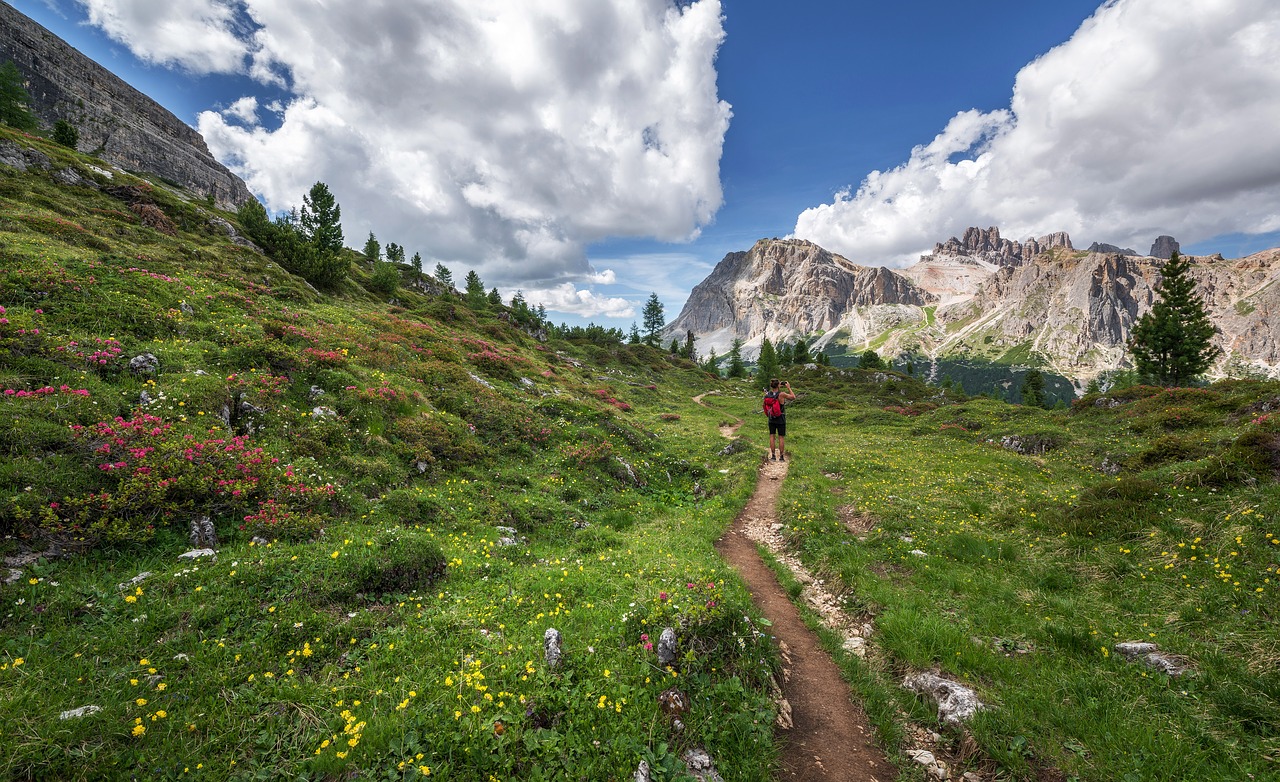 Image - dolomites hiker landscape rock