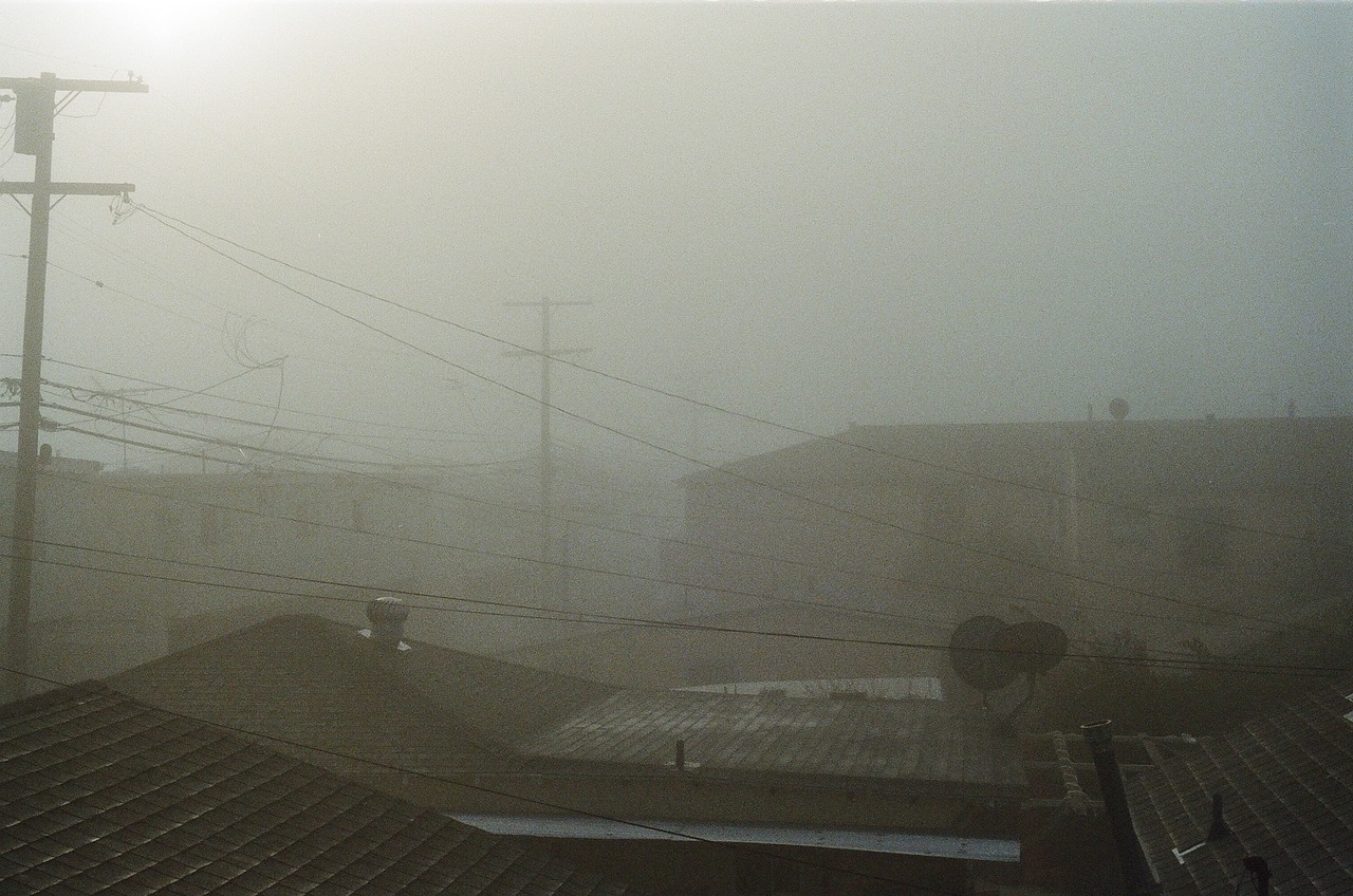 Image - fog sky rooftops buildings