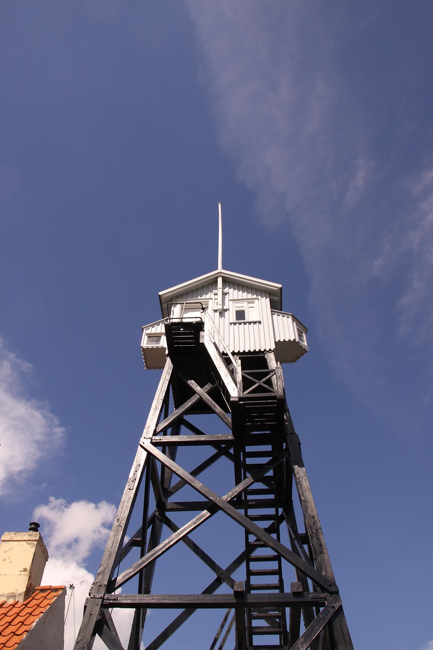 Image - watch tower blue cloud clouds